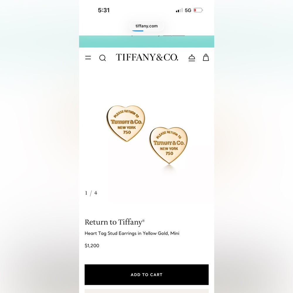 Tiffany & Co. Heart Tag Earrings in Gold